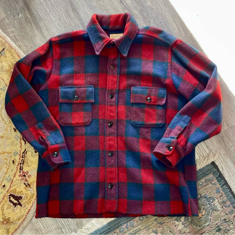 Vintage 1950s Congress Sportswear Macys Mens Classic Plaid Wool Flannel Coat
